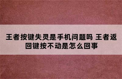 王者按键失灵是手机问题吗 王者返回键按不动是怎么回事